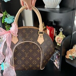 Louis Vuitton ELLIPSE Handbag Purses Satchel with Dustbag Brown Monogram Bags